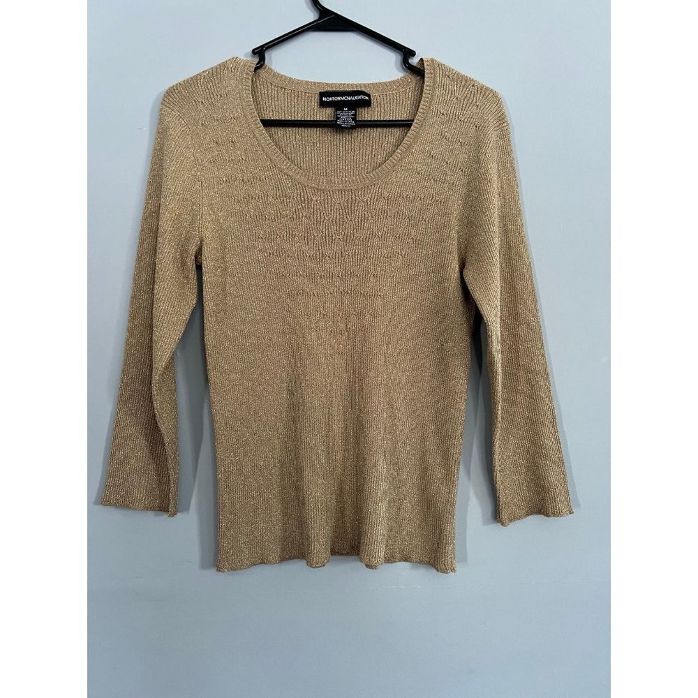 Norton McNaughton - Womens Gold Shimmer Sweater Sz. MD